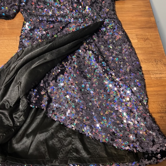 French Connection Sequin Faux Wrap Mini Dress - Picture 7 of 10